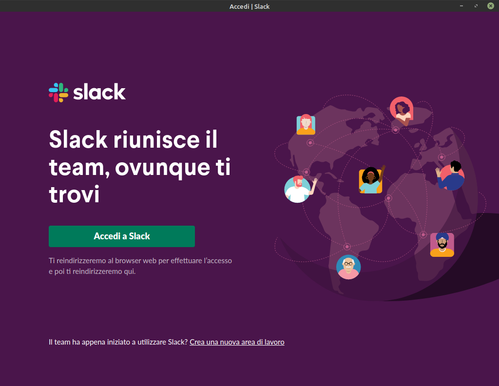 Slack Login Screen