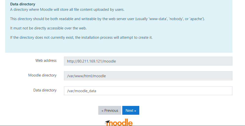 Folder for Moodle data