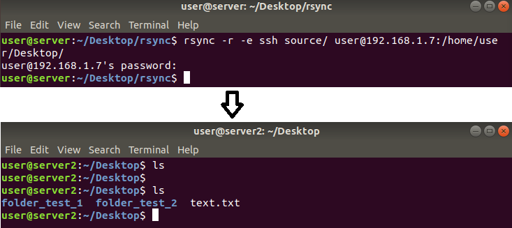 Copy files on SSH protocol between two machines