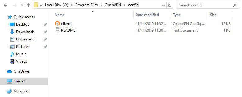 OpenVPN config folder