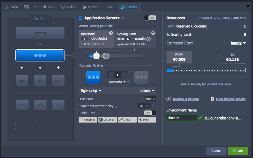 Environment configuration on Jelastic Cloud