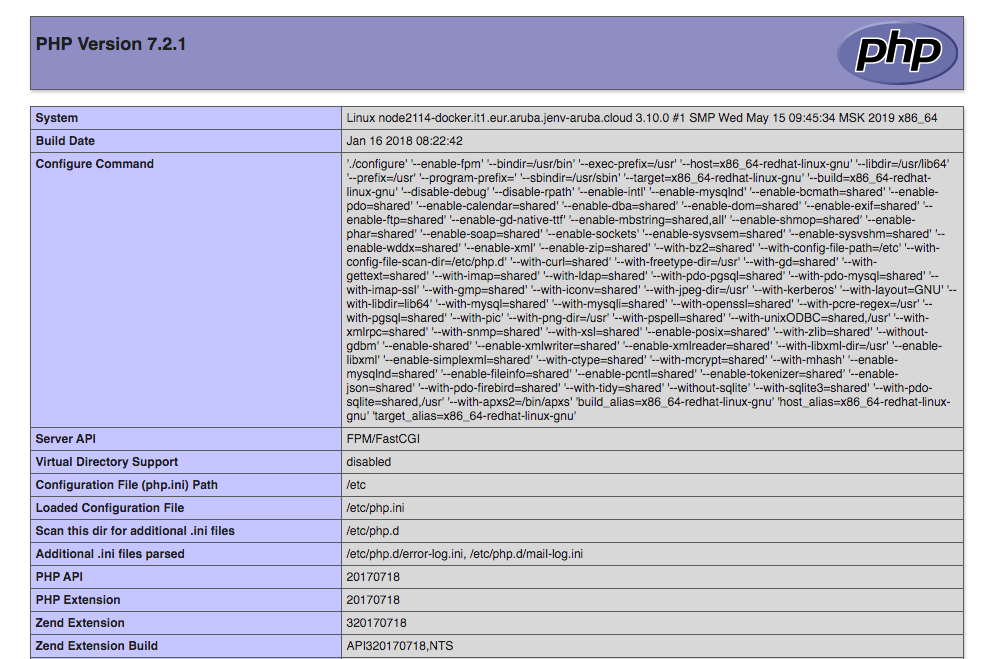 Phpinfo Page