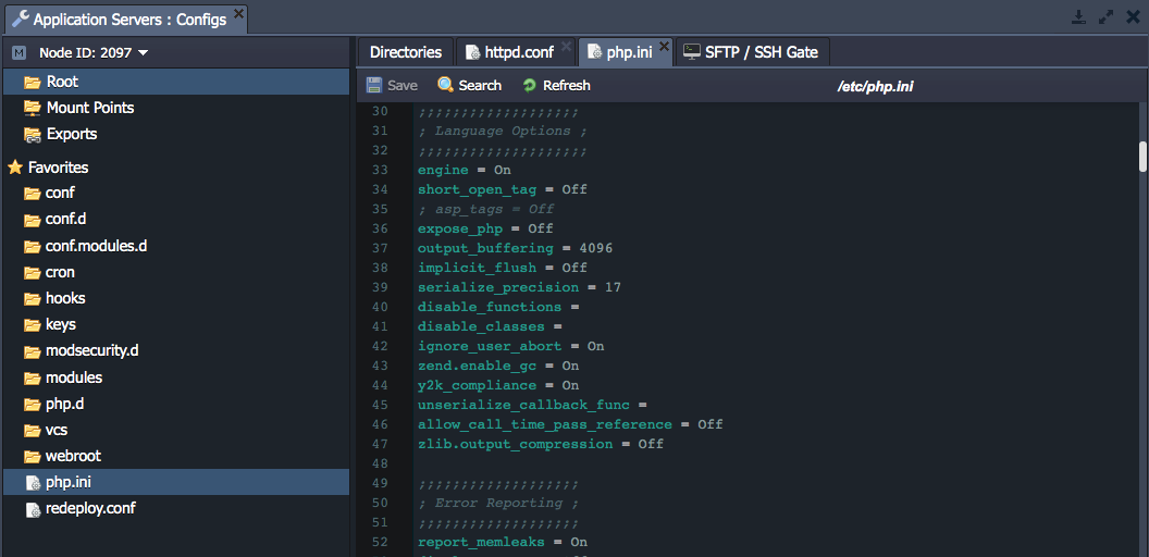 Configuration of PHP in Jelastic Cloud