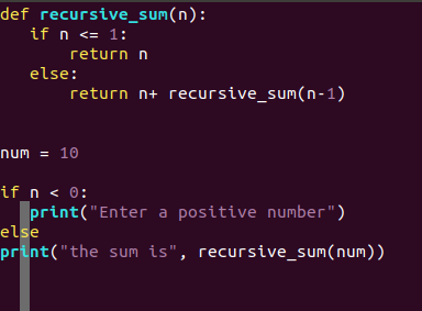 Indentation example