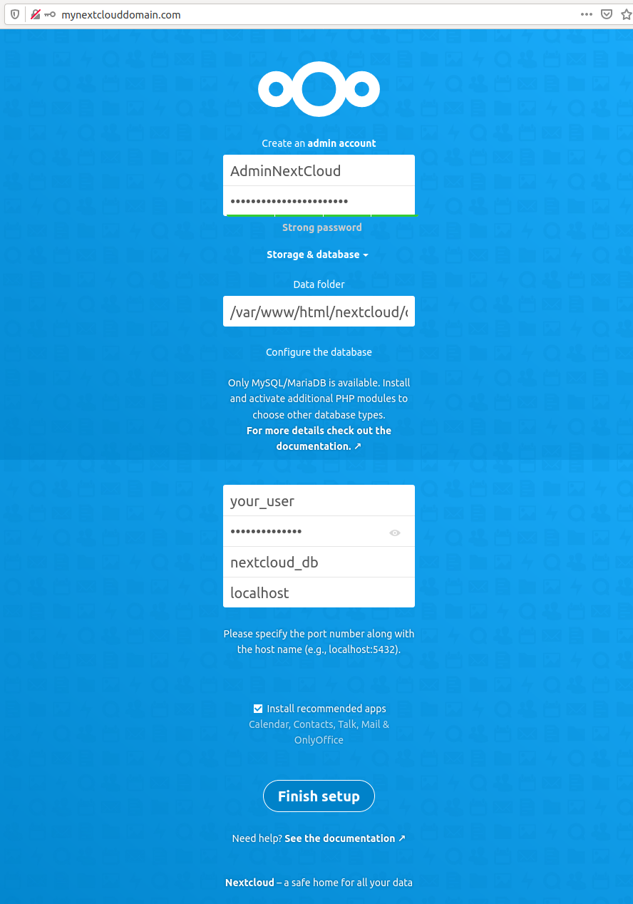 NextCloud Configuration