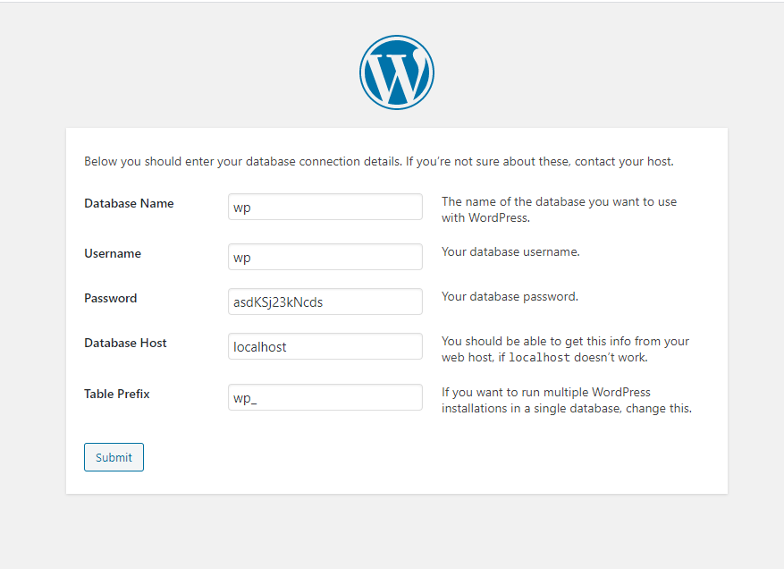 Installation of Wordpress