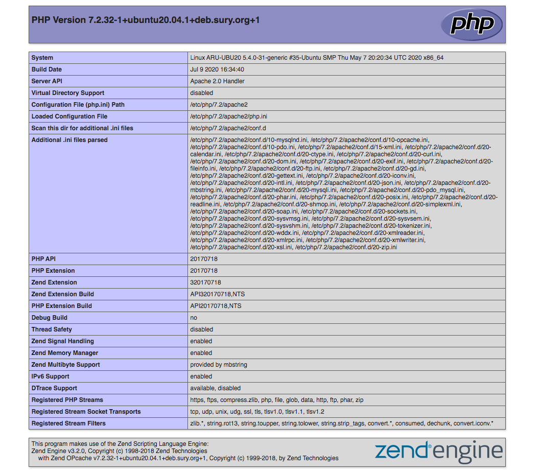 Phpinfo Page