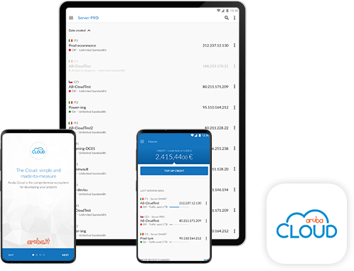 Aruba Cloud: pannello di gestione via Mobile